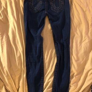 True Religion dark blue skinny jeans.